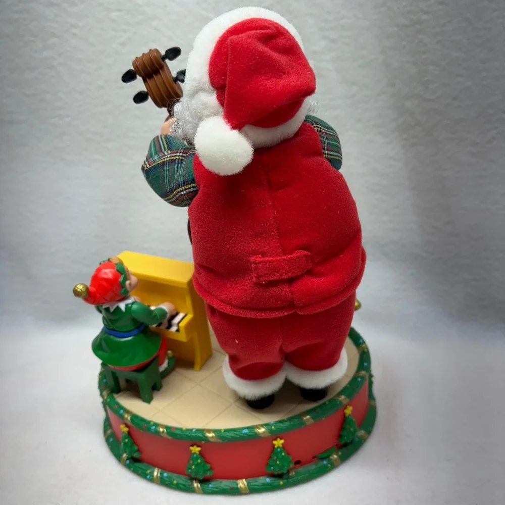 Vintage Gemmy Christmas Santa and the Elf-Tones Animated Musical Cello 2001